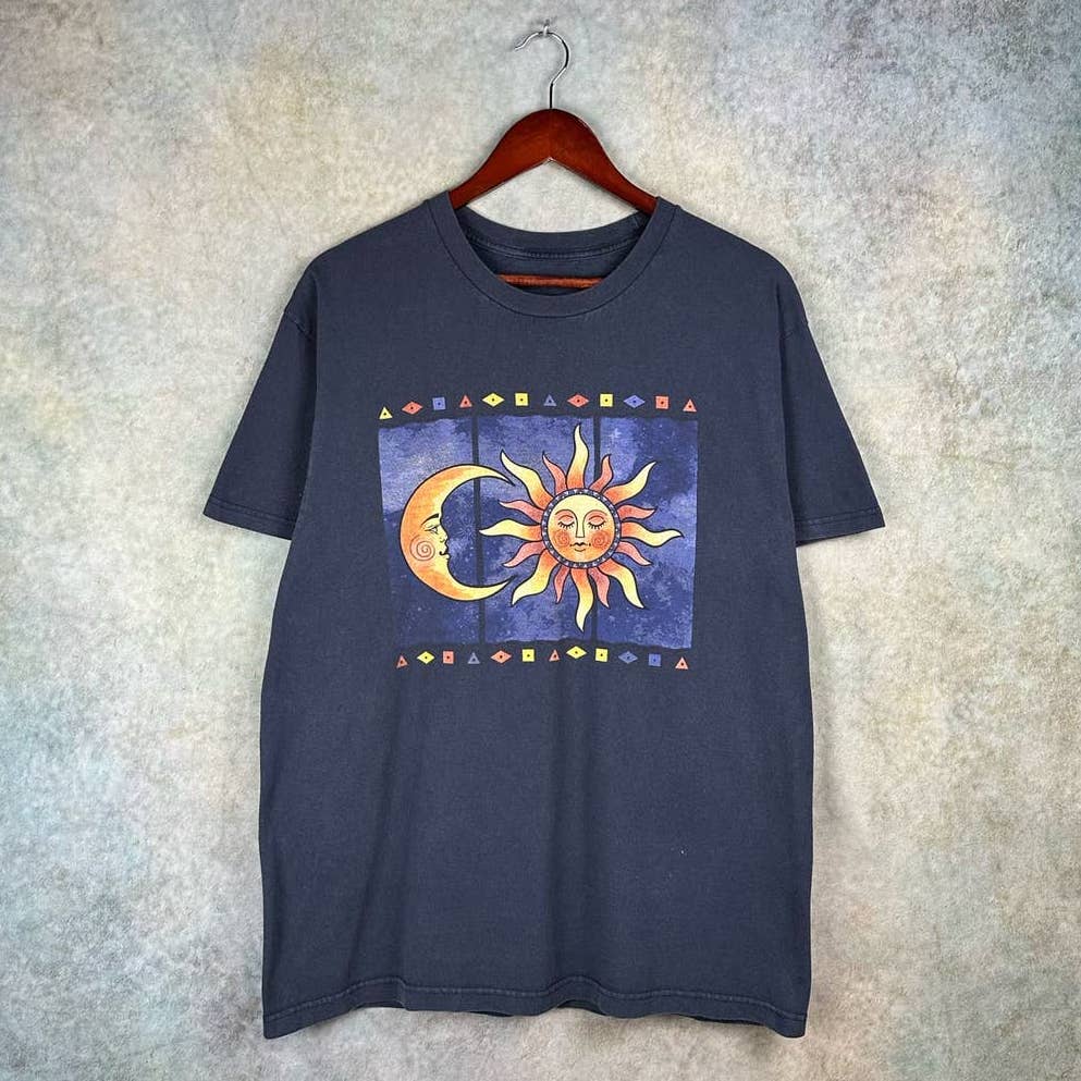 Vintage Sun & Moon Art T Shirt L