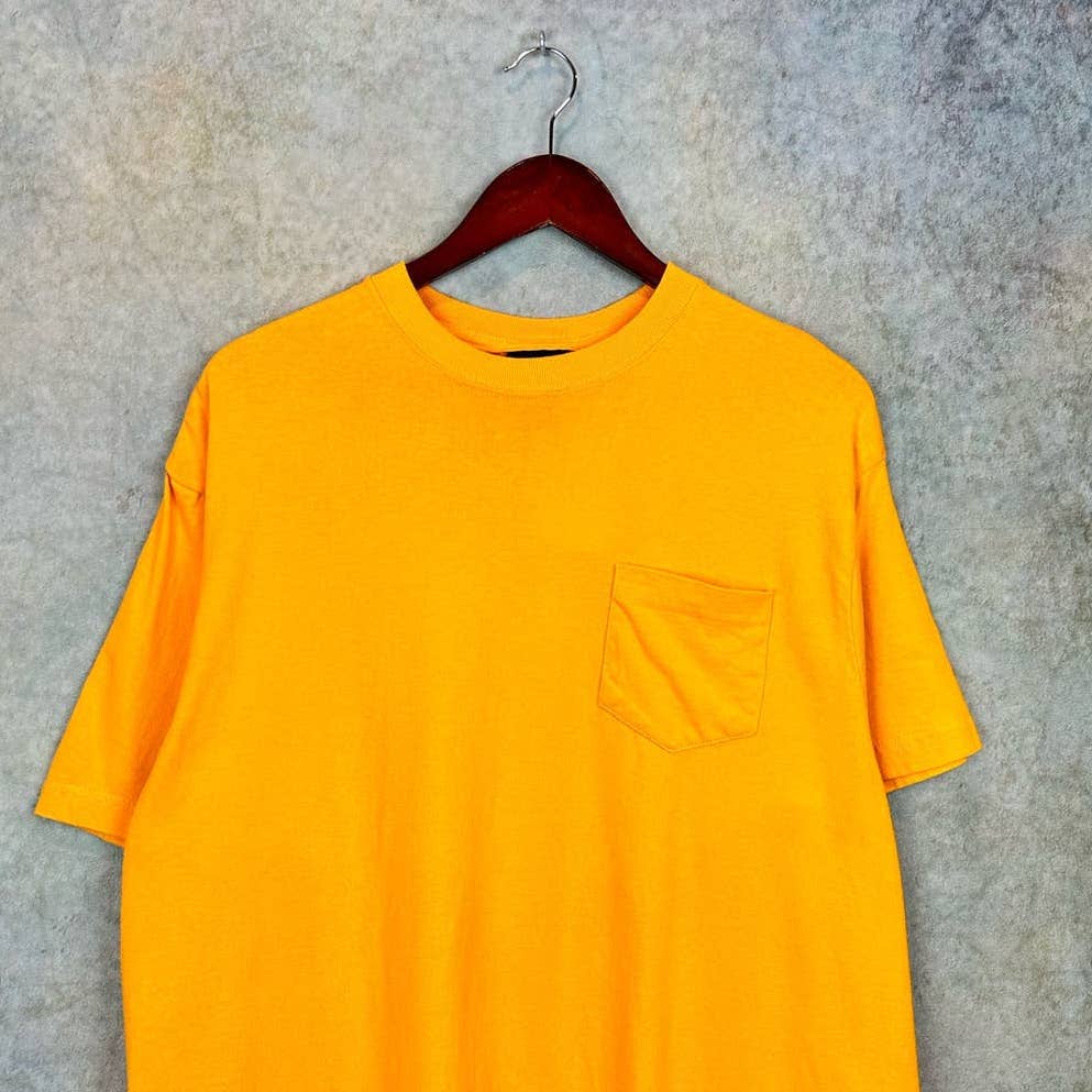 Vintage Blank Yellow Pocket T Shirt M