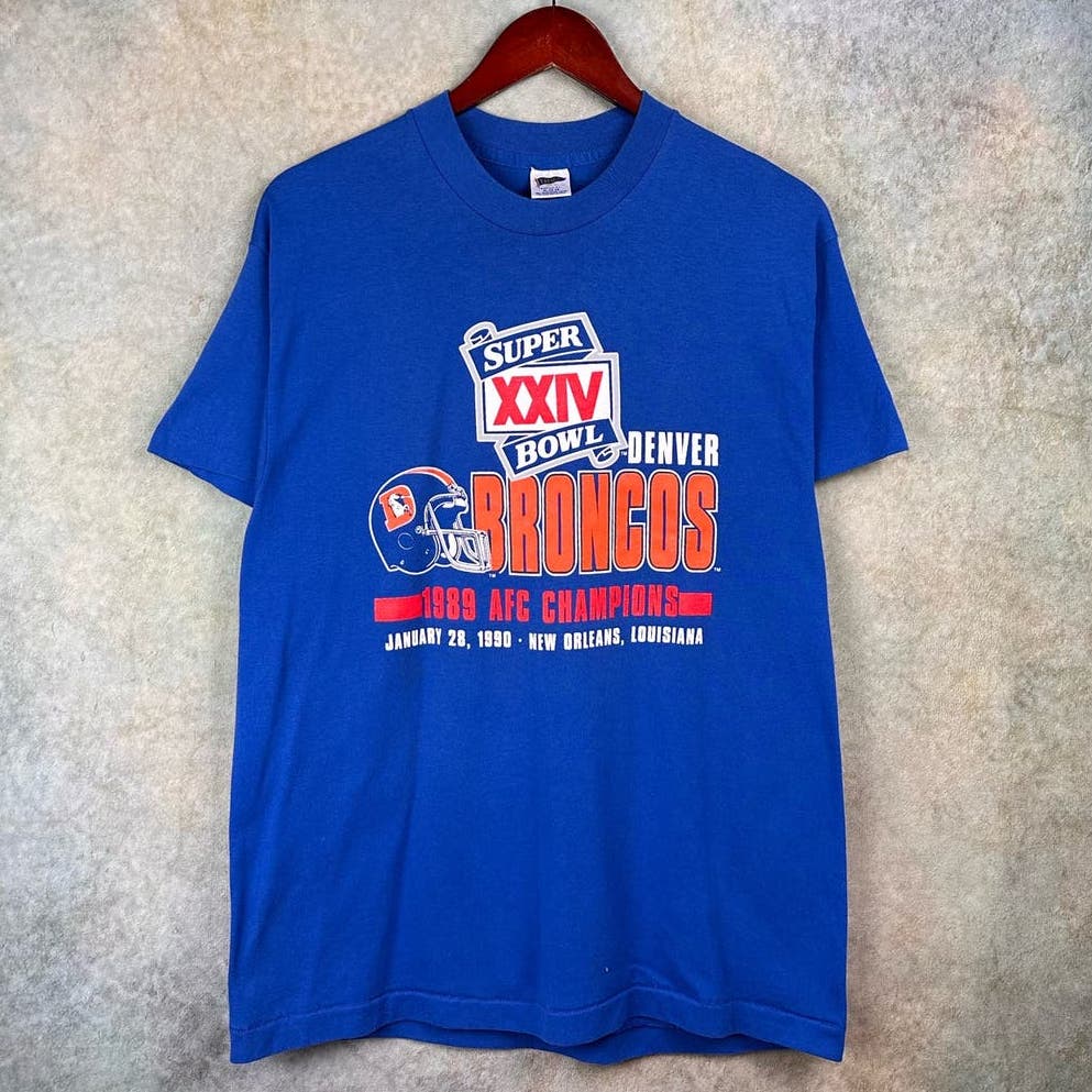 Vintage 90s Denver Broncos NFL T Shirt XL Super Bowl XXIV