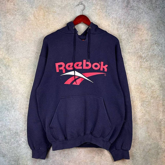 Vintage 90s Reebok Logo Hoodie L USA Made