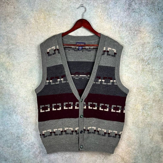 Vintage 90s Knit Cardigan Vest M