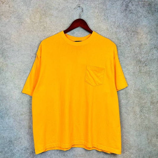 Vintage Blank Yellow Pocket T Shirt M