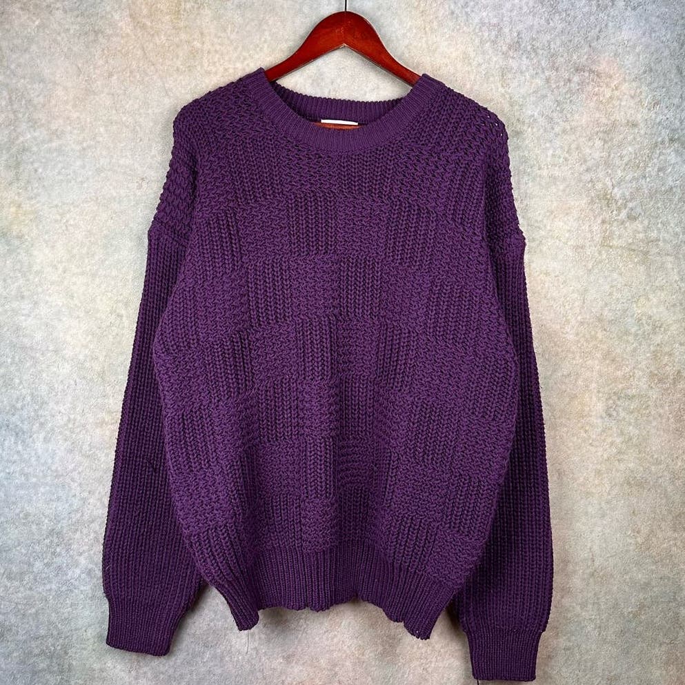Vintage Knit Sweater XL Purple