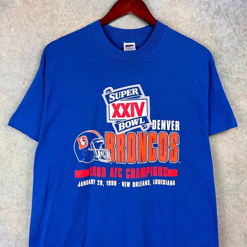 Vintage 90s Denver Broncos NFL T Shirt XL Super Bowl XXIV