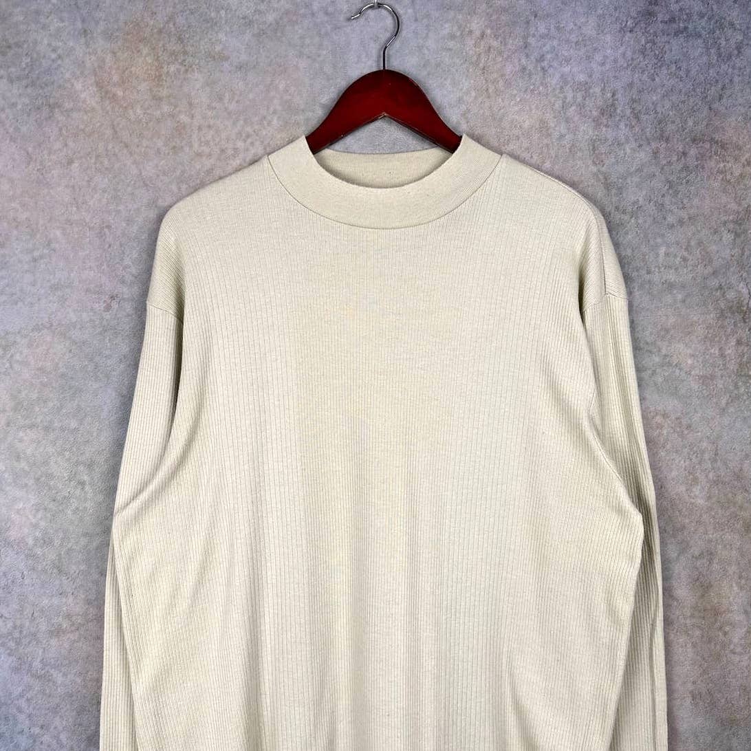 Vintage Knit Ribbed Long Sleeve Shirt L