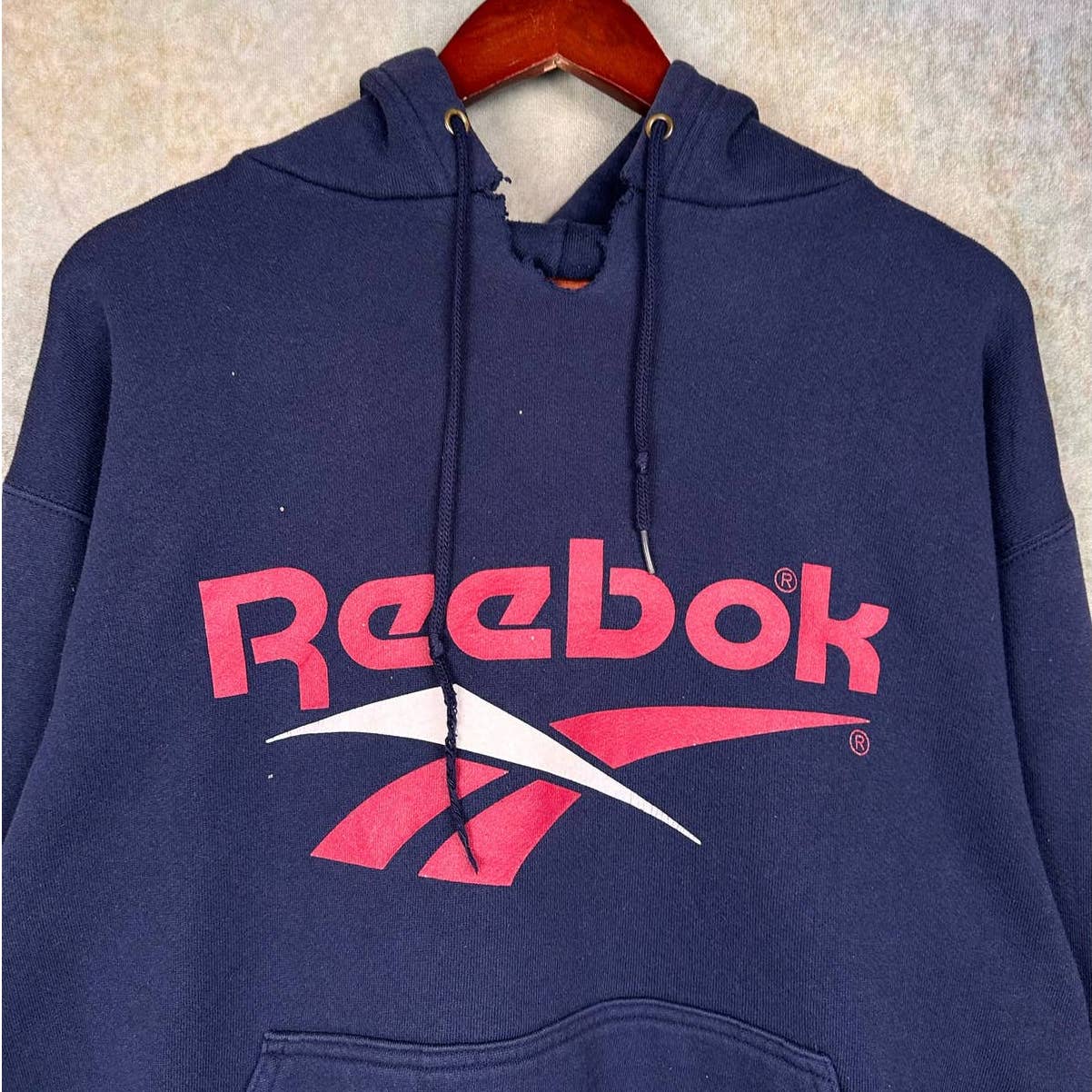 Vintage 90s Reebok Logo Hoodie L USA Made