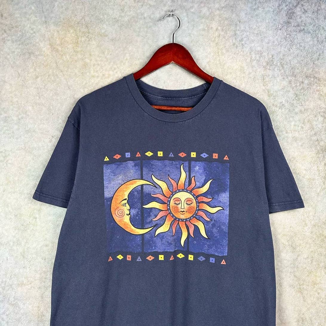 Vintage Sun & Moon Art T Shirt L