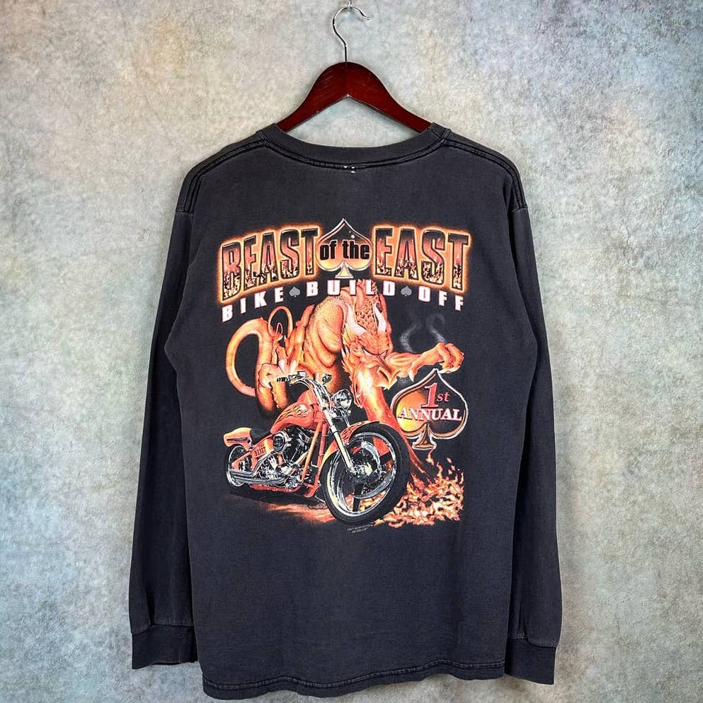 Y2K Motorcycle Biker LongSleeve Shirt M