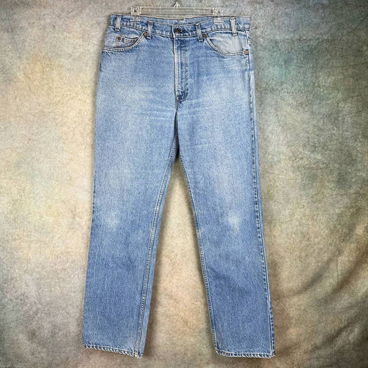Vintage 80s Levis 505 Denim Jeans 34 x 32 Orange Tab